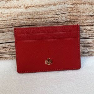 Tory Burch Emerson Slim card case in poppy orange